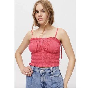 NWT urban outfitters Pink Ruched cami Top, adjustable straps, size XS